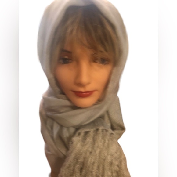 NWT Vince Camuto Large Blanket Scarf Wrap Tan Plaid W/Fringe Winter Cozy - Picture 8 of 8